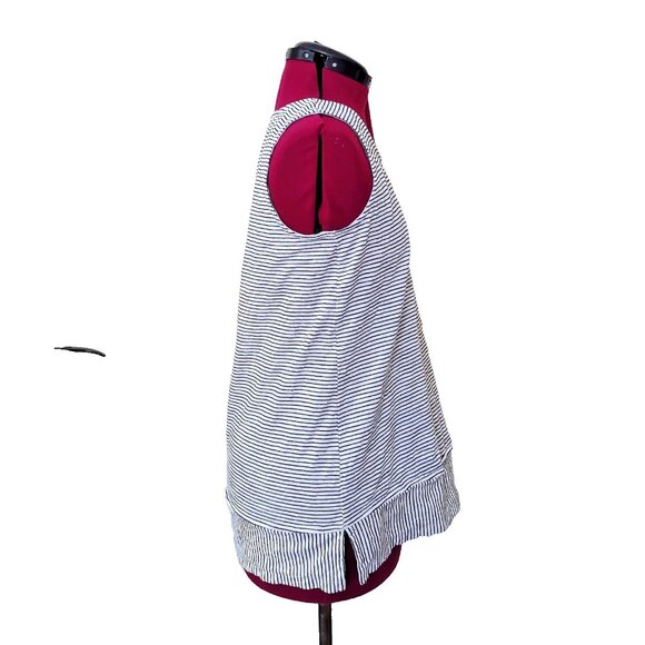 Lands' End Women’s Tank Top Size Small Black White Striped Knit Side Split - Picture 4 of 7